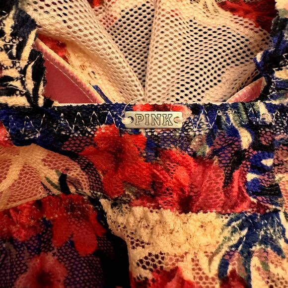 Victoria Secret | PINK Lace High Neck Push Up Bra Underwire Bralette Size XS - Picture 6 of 9